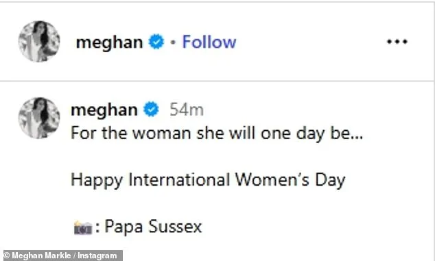 Meghan Markle's Lilibet Photo on International Women's Day: Balancing Privacy with Public Acknowledgment of Prince Harry